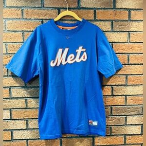 Nike MLB Blue Mets Short Sleeve Tee with Orange Accents